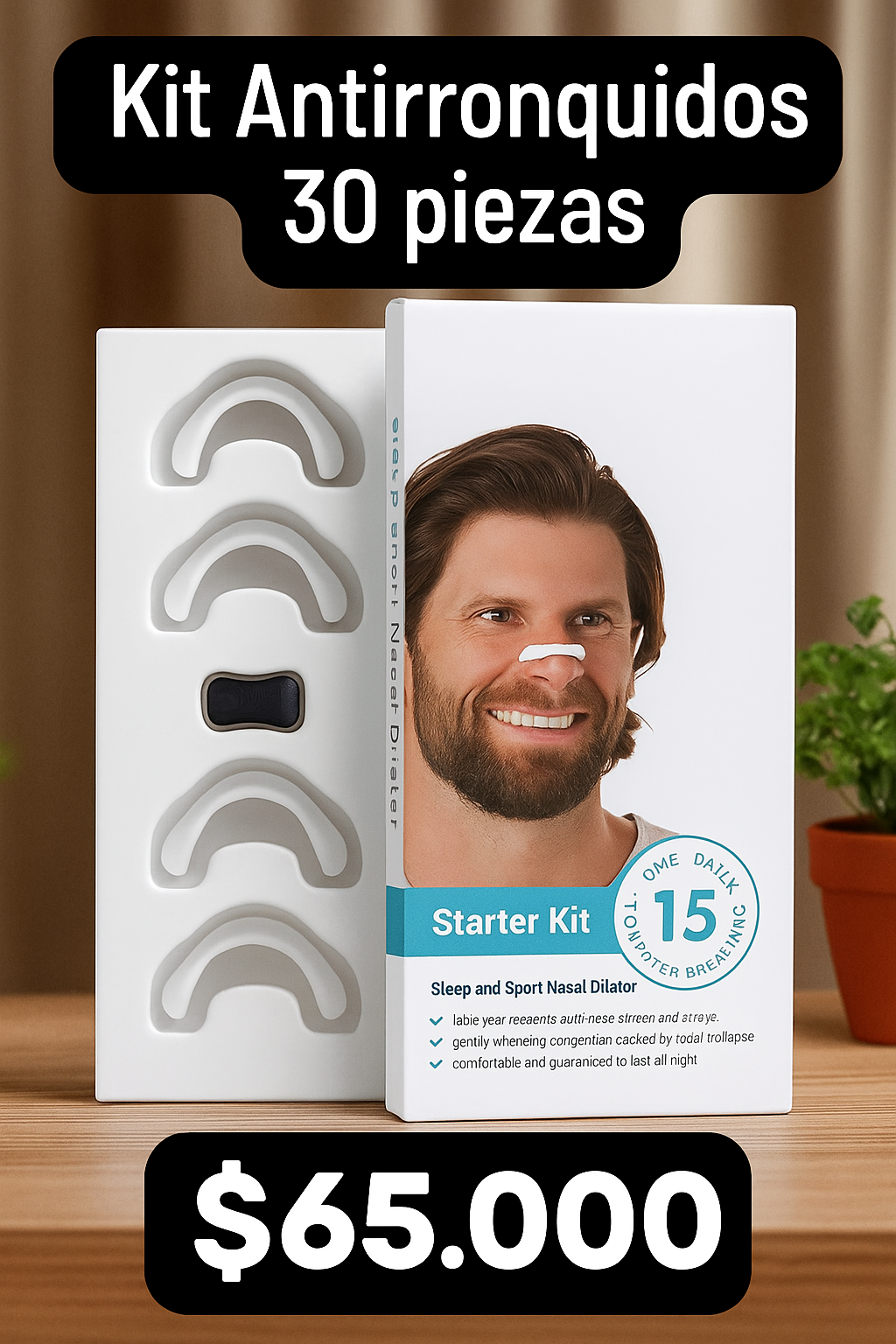 Kit Antirronquidos - Dilatador Nasal - 30 Piezas – ¡Respira mejor, duerme mejor!